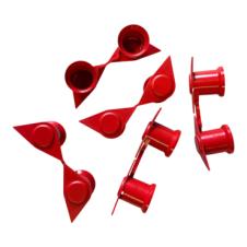 RED DOUBLE POINT TWIN WHEEL NUT COVER INDICATOR 32MM PKT 5