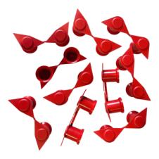 RED DOUBLE POINT TWIN WHEEL NUT COVER INDICATOR 33MM PKT 10