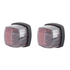 HELLA 883 RED WHITE CLEAR SQUARE SIDE MARKER LIGHT LAMP (PAIR)