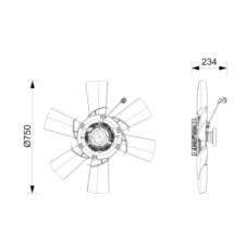 VISCOUS FAN CLUTCH HUB WITH BLADES