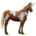 Unicornio de montar Pío negro tobiano