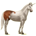 Unicornio de montar Pinto Pío Overo Bayo tostado