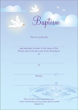 Baptism Certificate (Pack of 10)