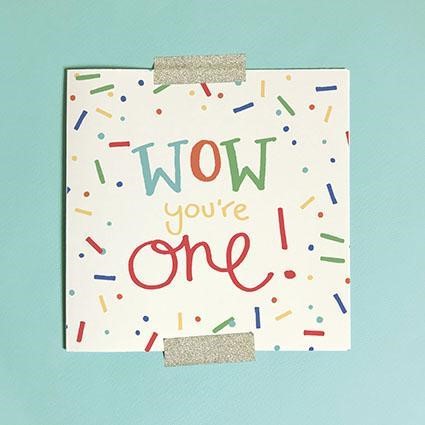 Wow You're One Greeting Card & Envelope Red