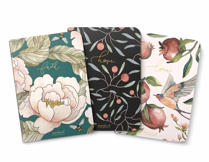 GraceLaced Lined Notebooks - Faith, Hope, Love (set of 3)