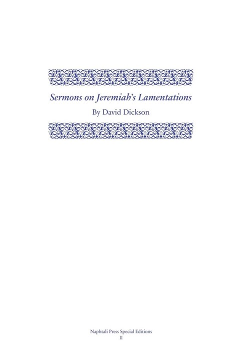 Sermons on Jeremiah's Lamentations