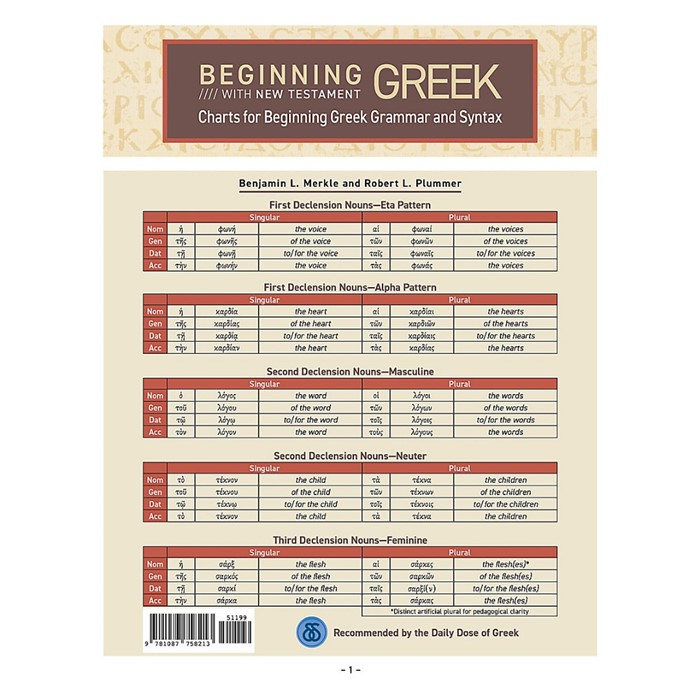 Charts for Beginning Greek Grammar and Syntax