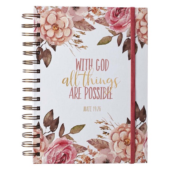 All Things Possible Large Wirebound Journal with Elastic