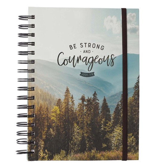 Strong and Courageous Large Wirebound Journal with Elastic