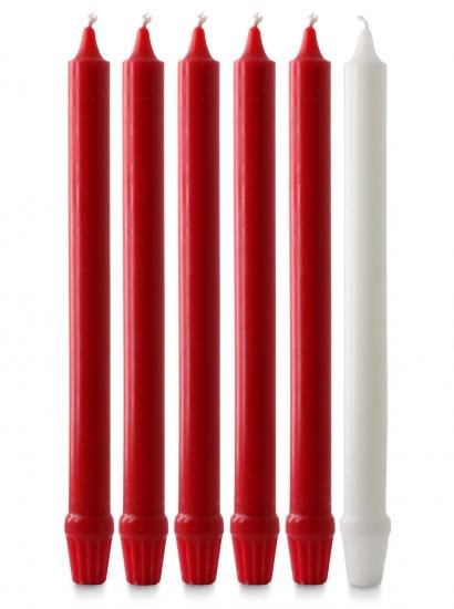 Advent Candles Set 12" x 1" - 5 Red, 1 White Fluted