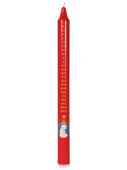 Dated Advent Candle (Individual) 15" x 1 1/8" - Red/Mary