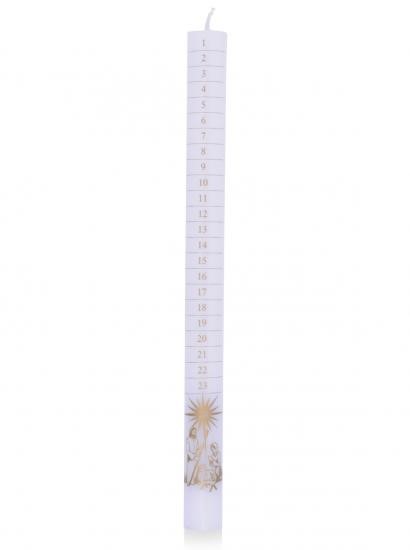 Numbered Advent Candle 12"x7/8" White/Nativity (Individual)