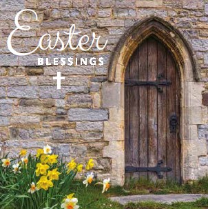 Easter Cards: Easter Blessings Church Door (Pack of 5)