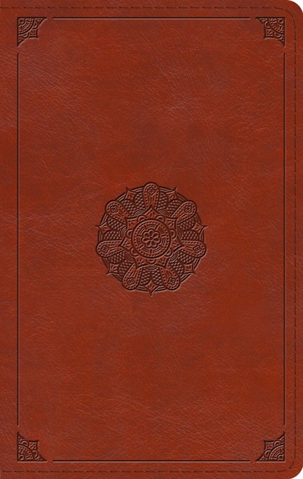 ESV Large Print Thinline Bible, English Saddle Emblem Design