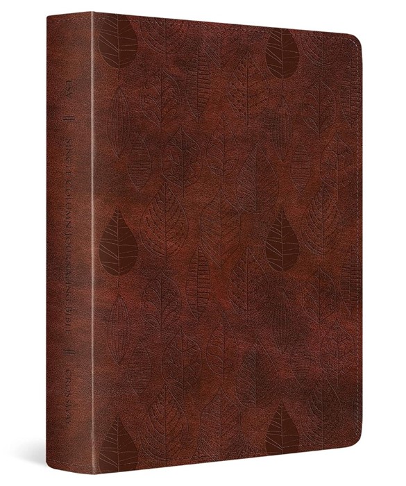 ESV Single Column Journaling Bible, Chestnut, Leaves