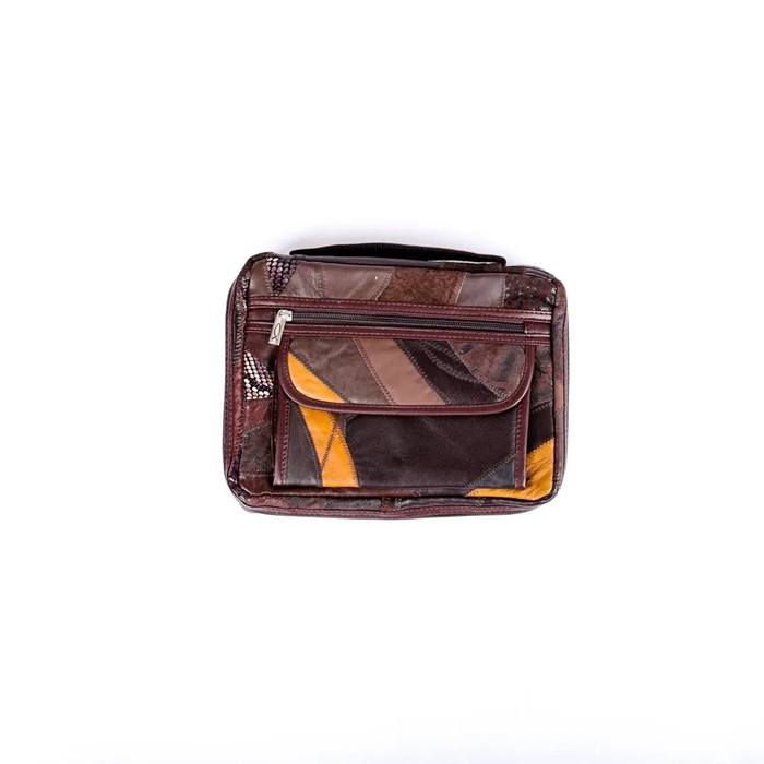 Bible Cover Patchwork Leather Brown Large