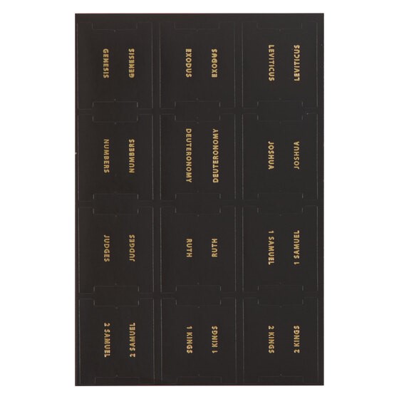 Black And Gold Peel-And-Stick Bible Indexing Tabs