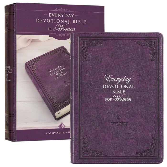Framed Purple Faux Leather NLT Everyday Devotional Bible