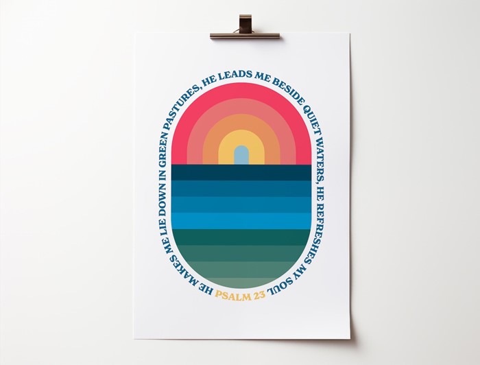 Psalm 23 (White Background) A4 Print