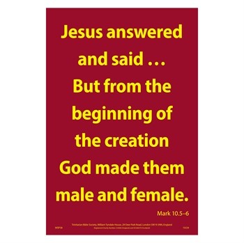 Waterproof Scripture Poster: Mark 10:5-6