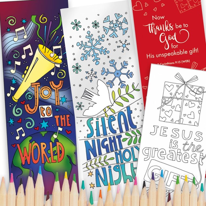 Christmas Colouring Bookmarks, Pack Of 10