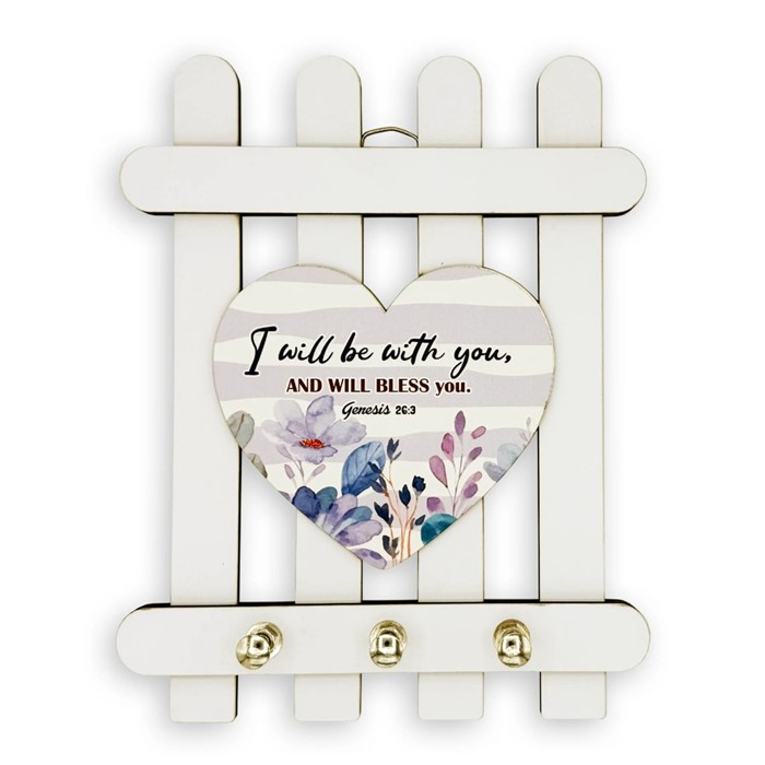 Wooden Key Holder – I Will Be With You (Genesis 26:3)