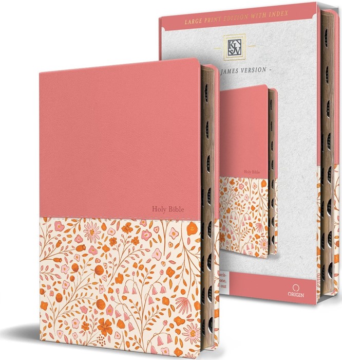 KJV Holy Bible, Large Print, Indexed, Pink Floral