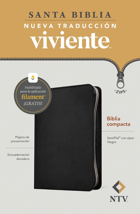 Biblia Compacta NTV De Zíper, Con Filament, Negro