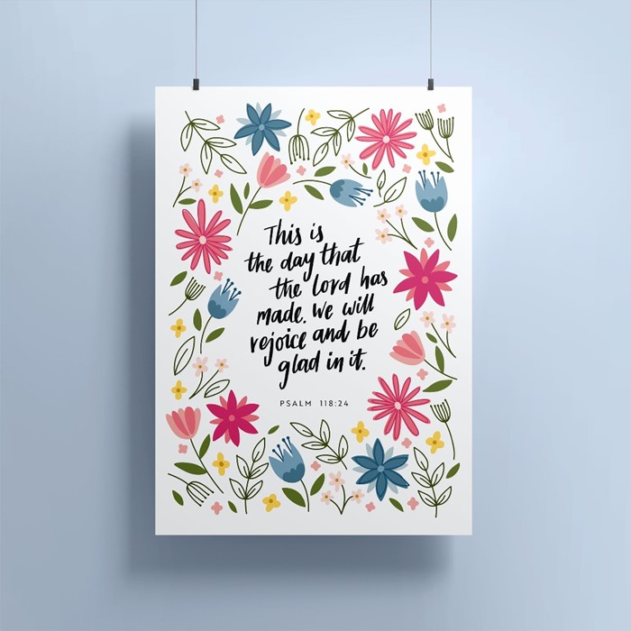 Psalm 118: 24 - Floral A5 Print