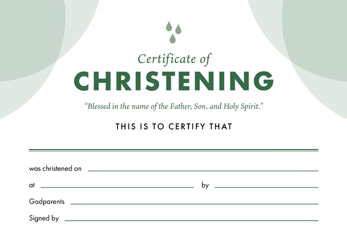 ETC Christening Certificate A5 Landscape (pack of 10)