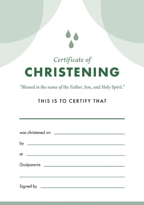 ETC Christening Certificate A4 Portrait (pack of 10)