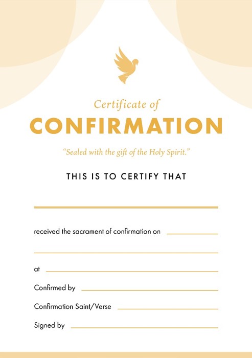 ETC Confirmation Certificate A5 Portrait (pack of 10)
