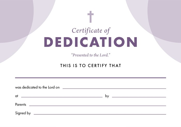 ETC Dedication Certificate A5 Landscape (pack of 10)