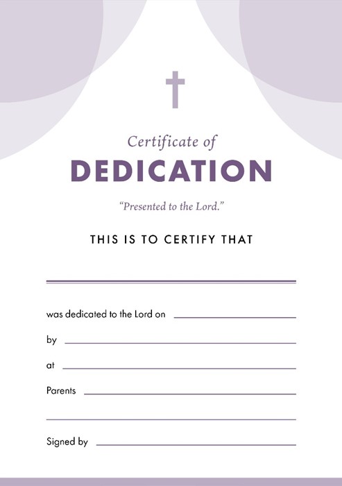 ETC Dedication Certificate A4 Portrait (pack of 10)