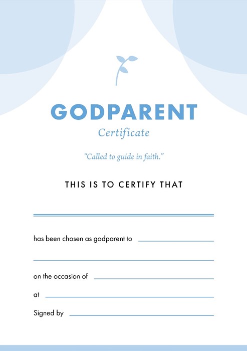 ETC Godparent Certificate A5 Portrait (pack of 10)