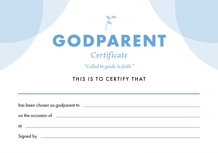 ETC Godparent Certificate A5 Landscape (pack of 10)