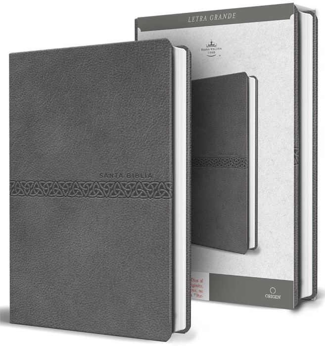 Biblia RVR 1960 Letra Grande Tamano Manual Simil Piel Gris