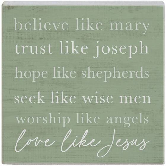 Mini Christmas Sign Square: Believe/Mary