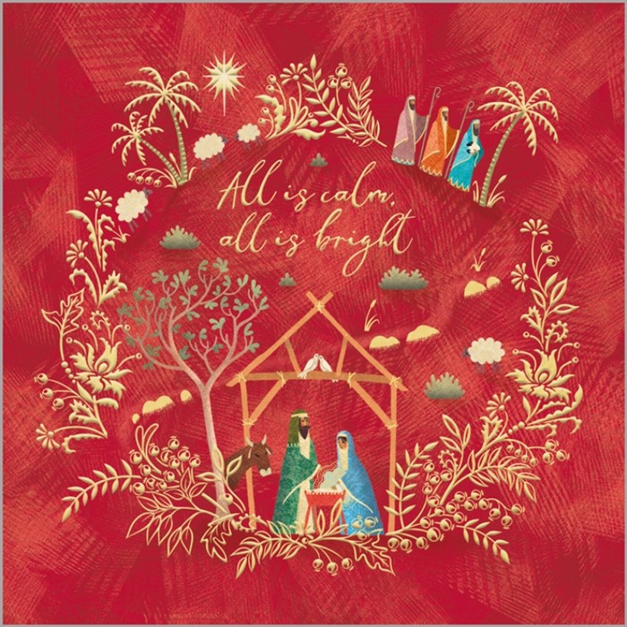 Christmas Cards Square: All Is Calm All Is Bright (Pack Of 4