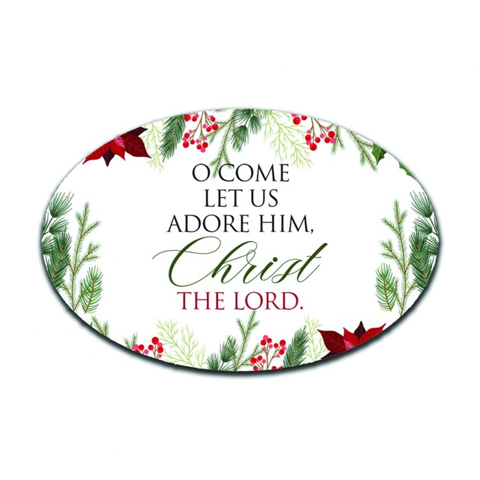 O Come Let Us Adore Him - Oval Fridge Magnet