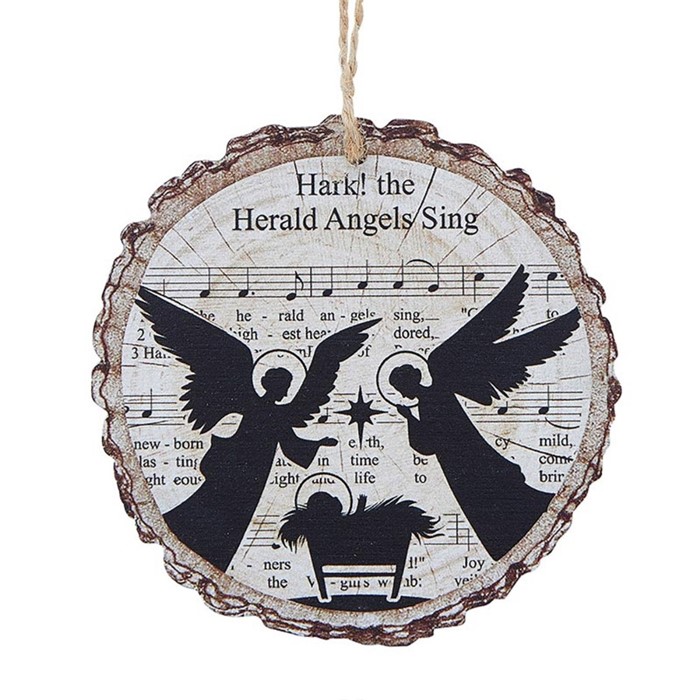 Hark The Herald Angels Sing Wood Slice Ornament