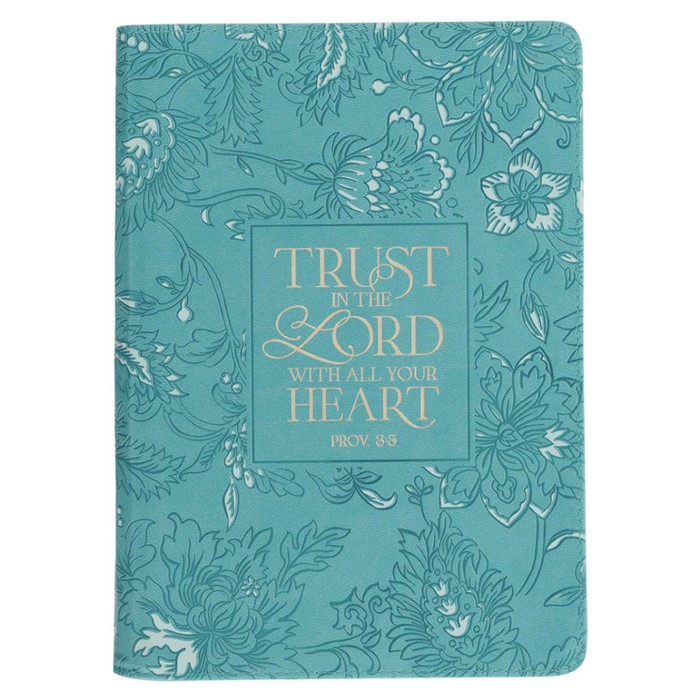 Trust in the Lord Teal Floral Faux Leather Journal w/ Zipper