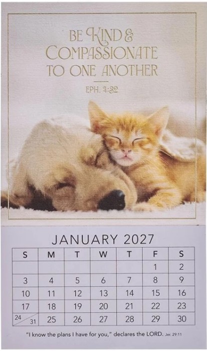 2027 Mini Magnet Calendar: Be Kind