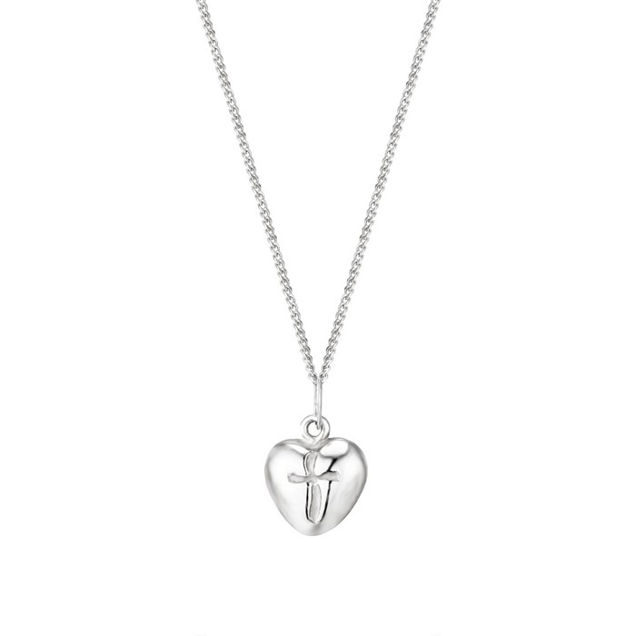 Curved Heart Pendant With Cross Centre