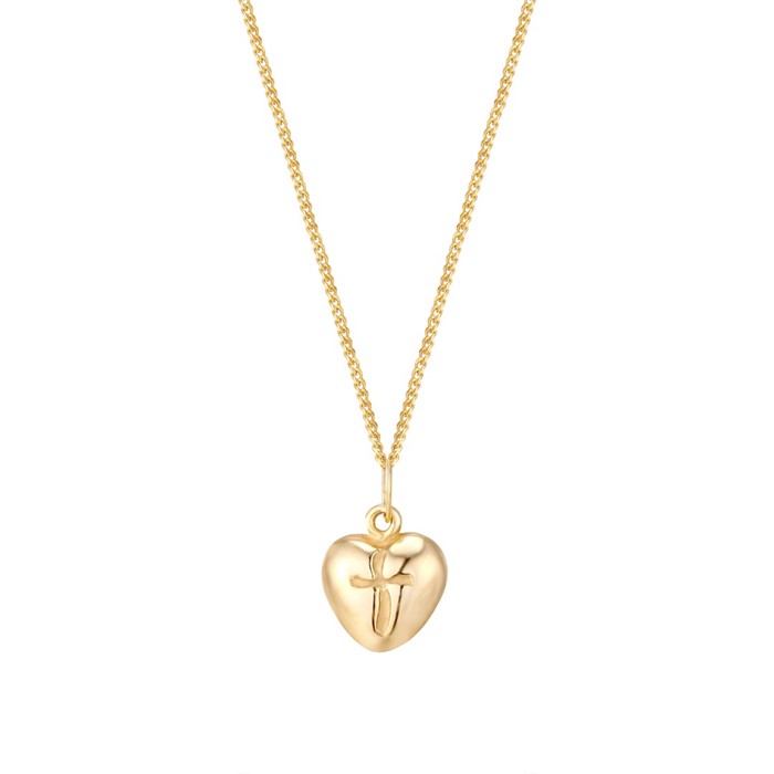 Curved Heart Pendant With Cross Centre