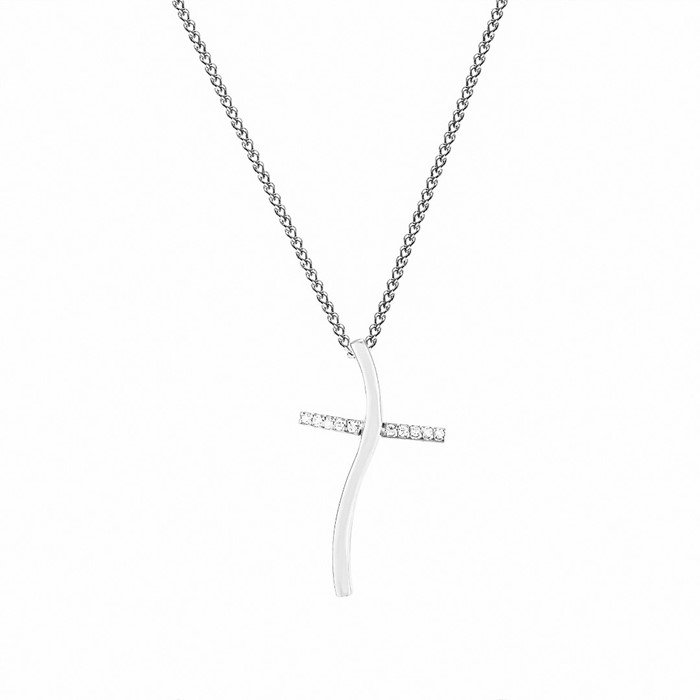 CZ Wavy Cross Pendant