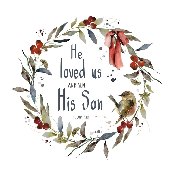Robin Wreath Christmas Card