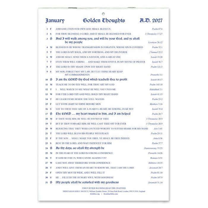English Golden Thoughts Calendar 2027