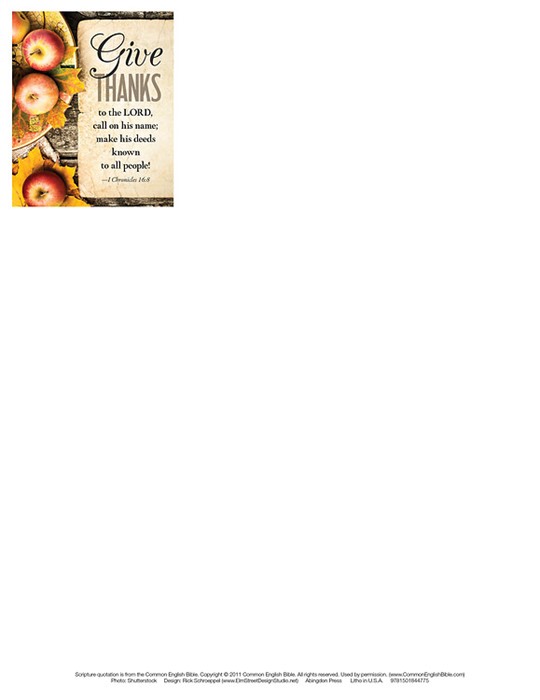 Give Thanks Apples Thanksgiving Letterhead (Pkg of 50)