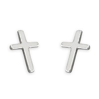 Sterling Silver Small Plain Cross Stud Earrings (General Merchandise)